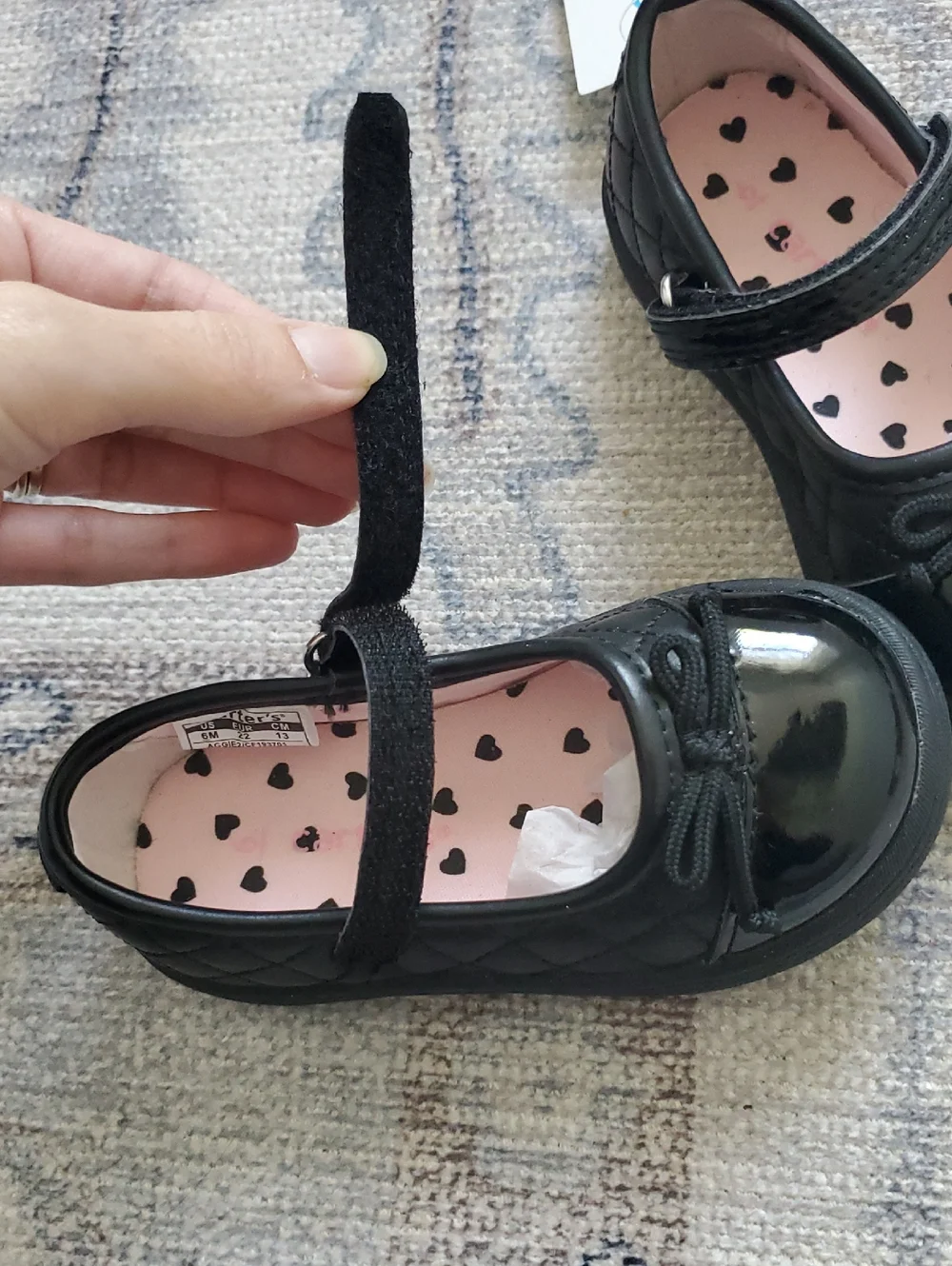 NWT Carters Black Aggie 2 Quilted Cap Toe Mary Jane Shoes Sz6